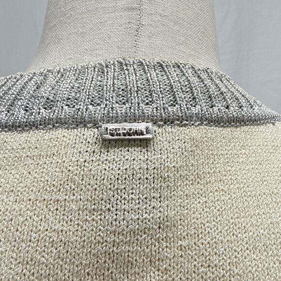 St John SoCa Womens Full Zip Colorblock Sweater Jacket Size M Wool 3/4 Sleeve - Picture 7 of 10